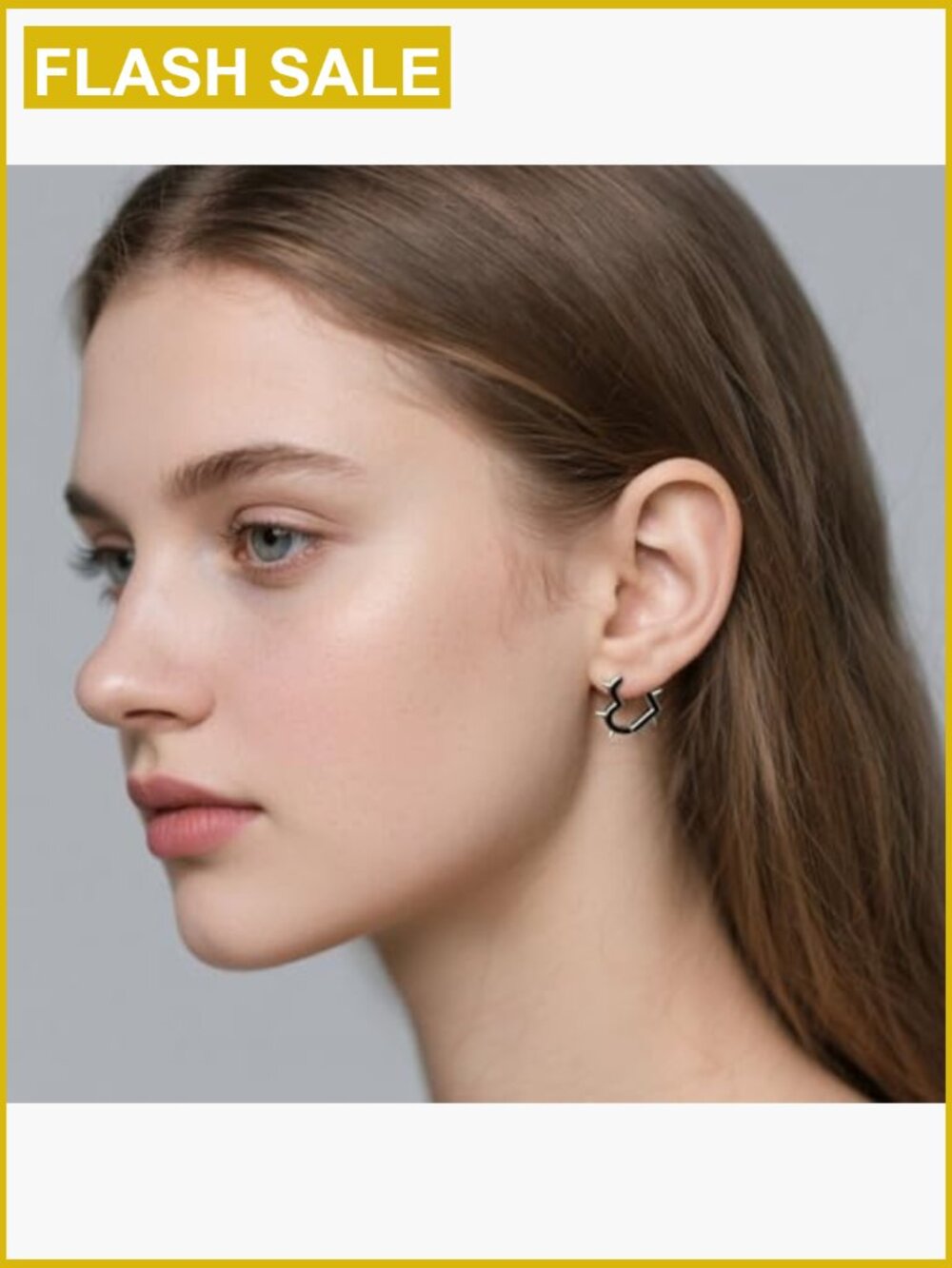 Punk Grunge Earring Set - Gothic Hoop Heart Spike Stud Earrings - Picture 4 of 7